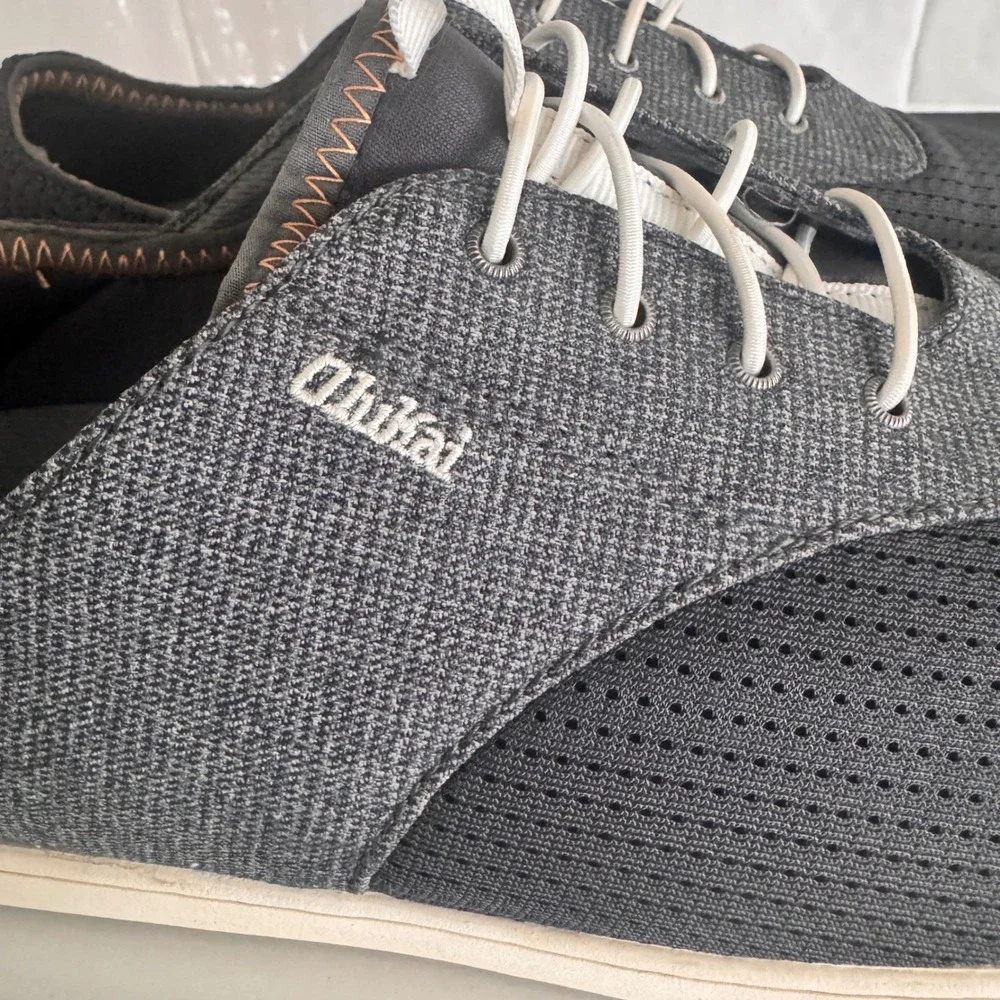 Olukai Nohea‎ Moku Sneakers Mens 11.5 Grey Navy Mesh Boat Shoes Slip On No Tie